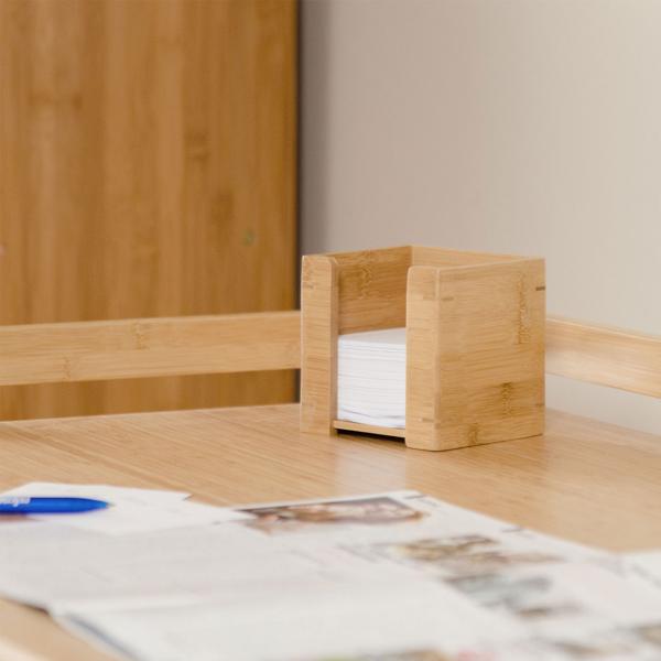 Bamboo note box, note box with 900 sheets of paper, 10.5 x 10.5 x 10.5 cm