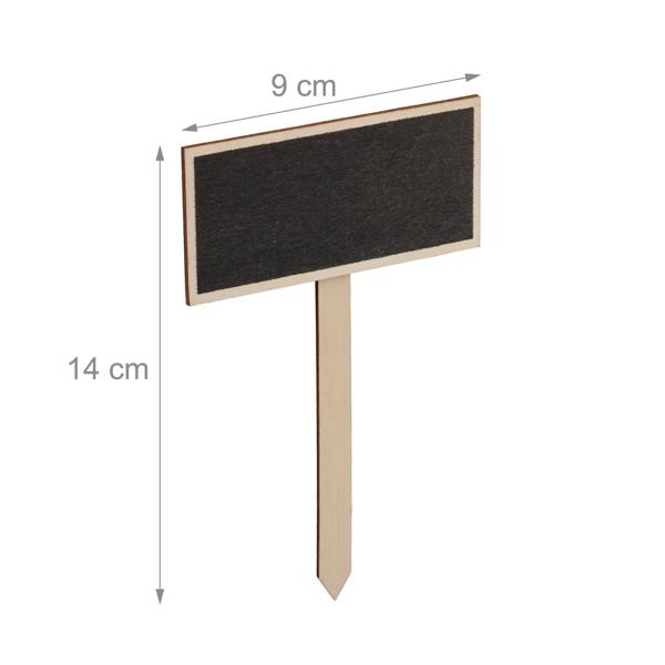 24er-Set Pflanzenschilder aus Holz mit Tafel & Kreide - Wiederverwendbar für Kräutergarten & Basteln - 14x9x0.5cm - Braun/Schwarz MDF