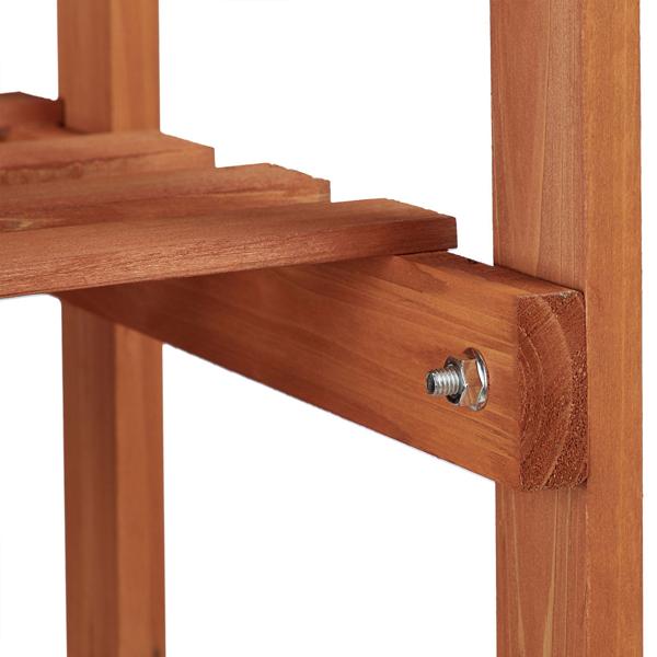 Etagère à fleurs élégante à 5 étages - support de plantes brun clair en bois de sapin, 125x81x25cm - moderne &amp robuste pour chaque pièce