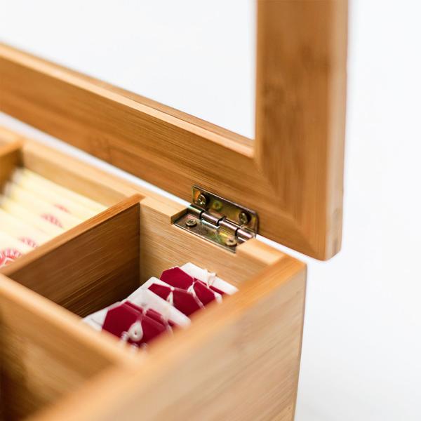 Bamboo tea bag box, box for tea with 6 compartments, space for about 60 tea bags
