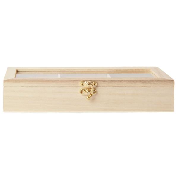 Scatola in legno per bustine di tè, scatola per tè con 3 scomparti, 23 x 8,5 x 4,5 cm