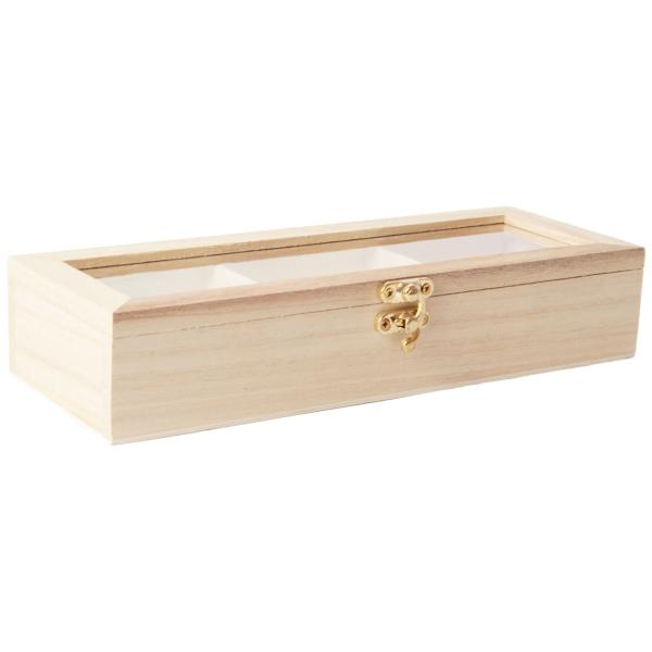 Scatola in legno per bustine di tè, scatola per tè con 3 scomparti, 23 x 8,5 x 4,5 cm