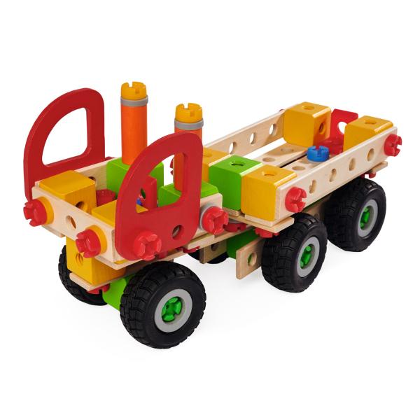 LKW Constructor aus Holz, Konstruktionsspielzeug, LKW, Pick-Up, Kipper, Lieferwagen