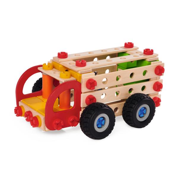 LKW Constructor aus Holz, Konstruktionsspielzeug, LKW, Pick-Up, Kipper, Lieferwagen
