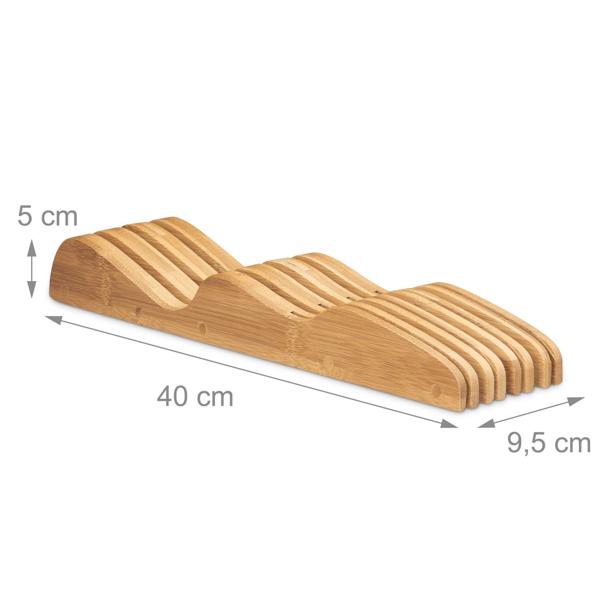Messer Organizer Bambus - Messerblock für 4 kleine & 3 grosse Messer - Schublade/Arbeitsfläche - Antibakteriell - 5x9,5x40cm