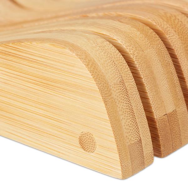 Messer Organizer Bambus - Messerblock für 4 kleine & 3 grosse Messer - Schublade/Arbeitsfläche - Antibakteriell - 5x9,5x40cm