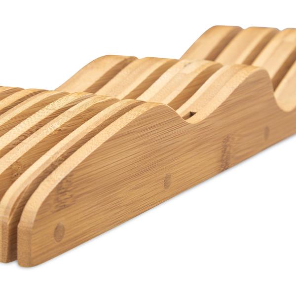 Messer Organizer Bambus - Messerblock für 4 kleine & 3 grosse Messer - Schublade/Arbeitsfläche - Antibakteriell - 5x9,5x40cm