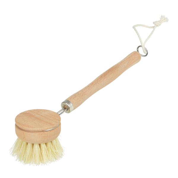 Brosse à vaisselle en bois, brosse à vaisselle avec des poils solides, longueur 23 cm