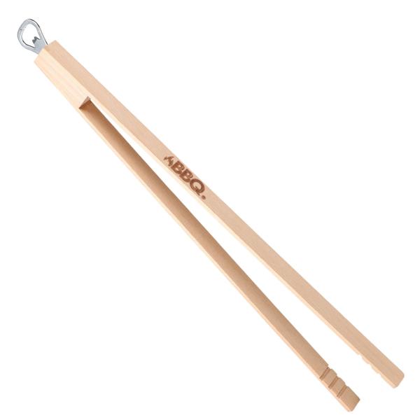 Pince à barbecue avec décapsuleur, pince de cuisine en bois, 48 cm