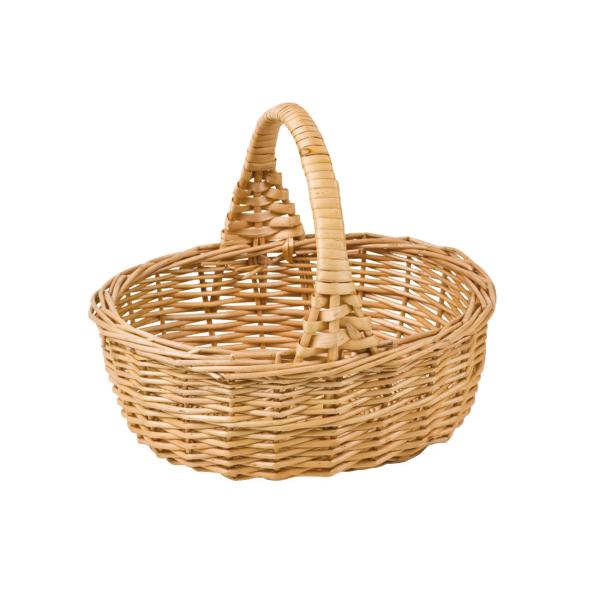 Kinderkorb aus Vollweide - Handgefertigt, robust & langlebig - Blumenkorb mit Henkel, braun - 22x16x9/19cm - Für Spielzeug, Bücher & Picknick