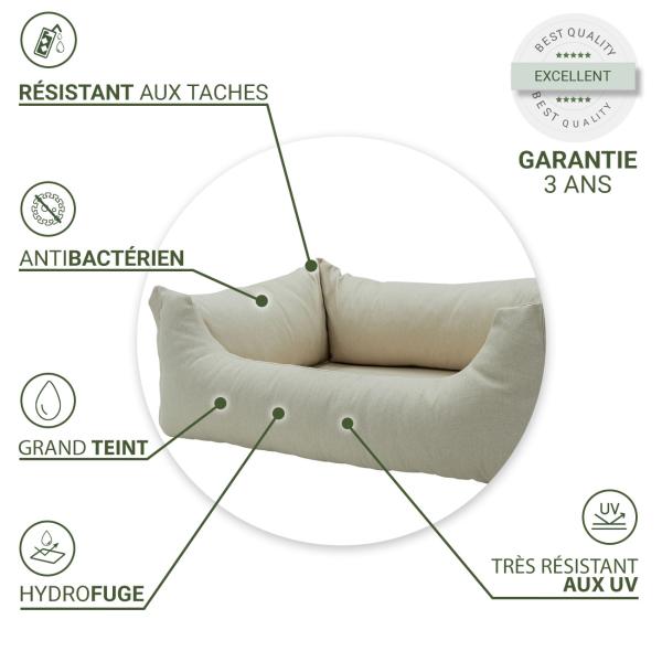 Lit pour chien résistant Eco, 100 x 80 x 25 cm, beige - canapé pour chien lavable, hydrofuge et facile à nettoyer