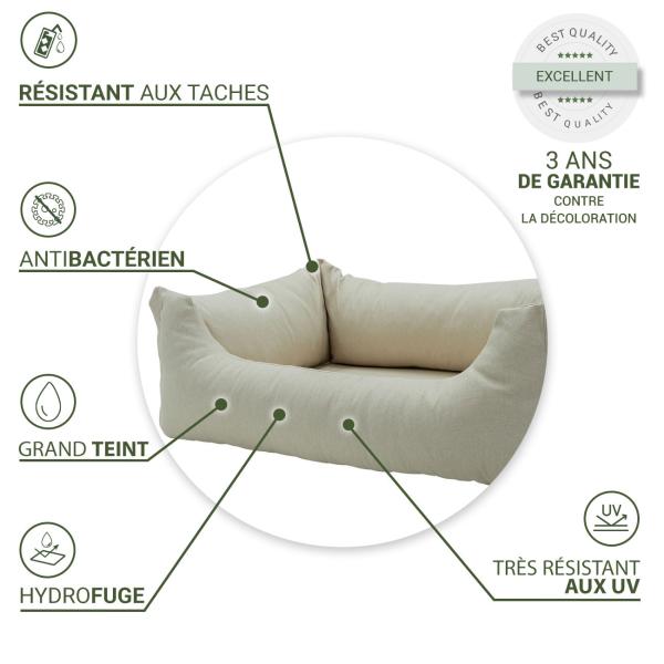 Lit pour chien résistant Eco, 100 x 80 x 25 cm, beige - canapé pour chien lavable, hydrofuge et facile à nettoyer