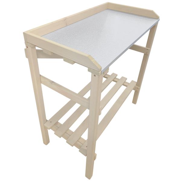 Holz Gartenarbeitstisch - Pflanztisch mit 2 Ablagen & Arbeitsplatte - Natur, 75x39x86cm - für Garten, Balkon, Gewächshaus - stabil & witterungsbeständig