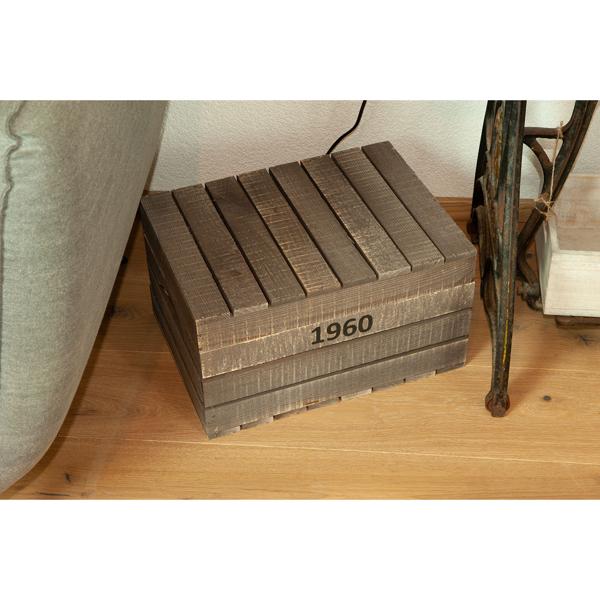 Scatola di legno con coperchio di legno, marrone, contenitore, 30 x 40 x 22 cm