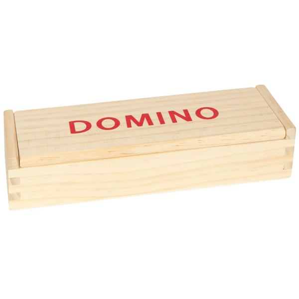 Domino en bois, 28 pièces de jeu en bois dans une boîte pratique, 19,3 x 6,5 x 4,2 cm