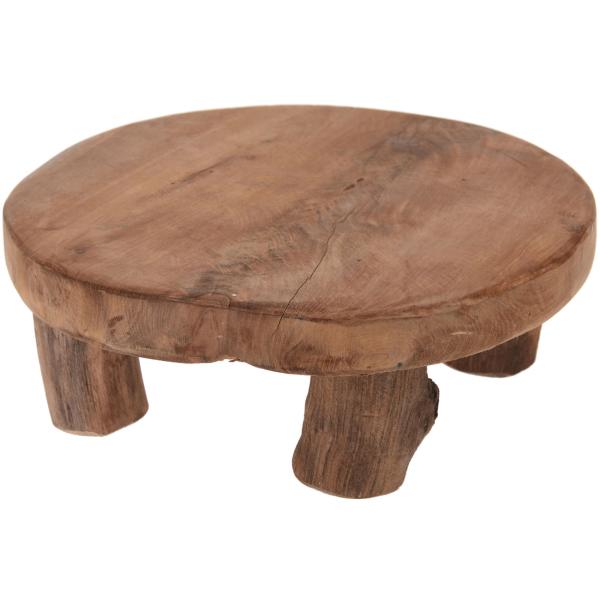 Planche décorative, planche en bois avec pieds, en teck, Ø 20 cm x H 7 cm