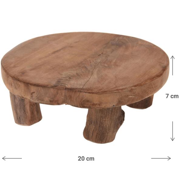 Planche décorative, planche en bois avec pieds, en teck, Ø 20 cm x H 7 cm