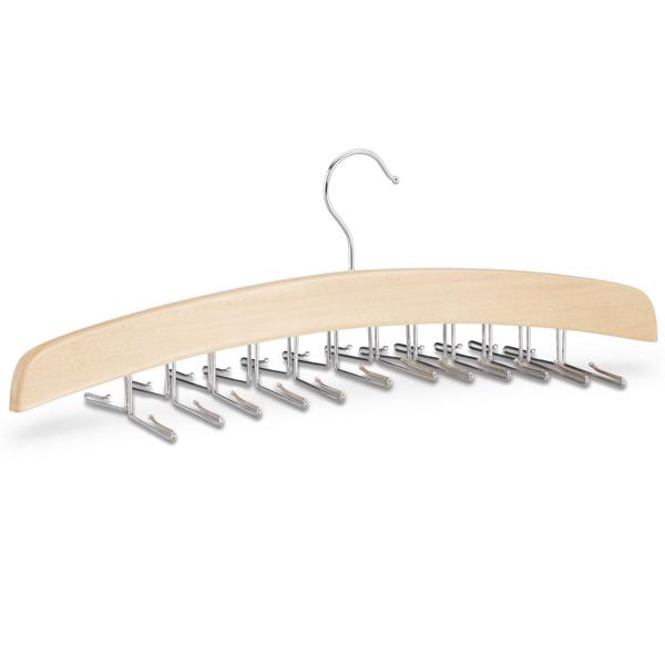 Porte-cravates, bois, acier inoxydable, 24 cravates, pinces pliables