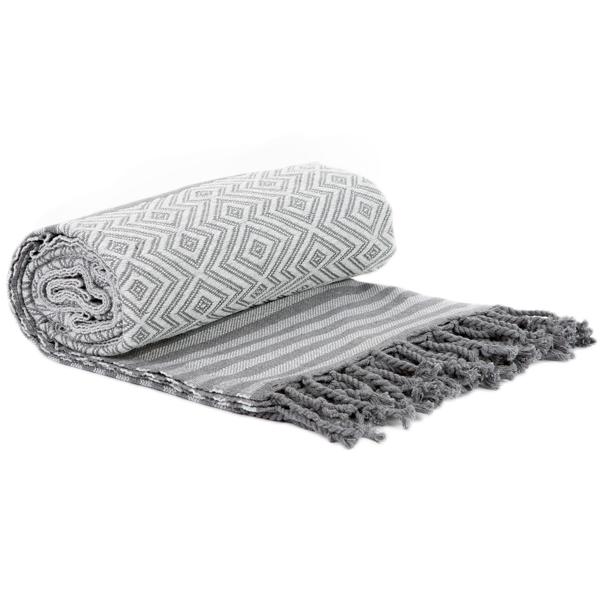 lot de 2 draps de hammam en pur coton, fait main, gris, 190 x 90 cm
