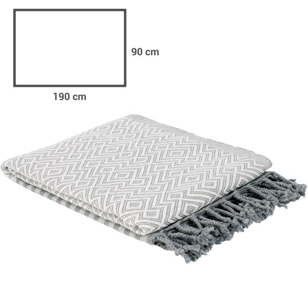 lot de 2 draps de hammam en pur coton, fait main, gris, 190 x 90 cm
