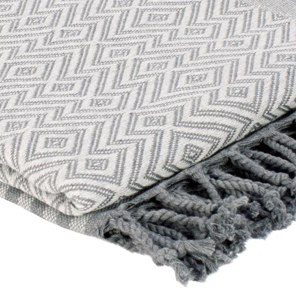 lot de 2 draps de hammam en pur coton, fait main, gris, 190 x 90 cm