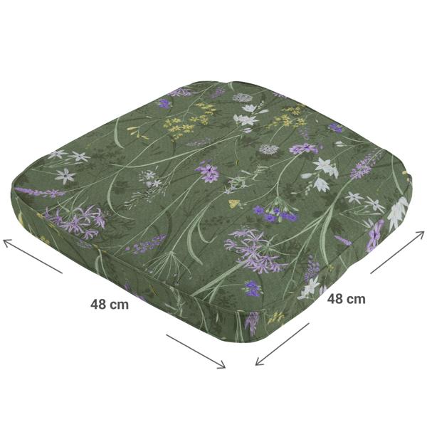 lot de 4 coussins de chaise confortables pour l‘extérieur, motif floral vert, 48 x 48 cm, coussins d‘assise résistants aux intempéries et hydrofuges, élégants pour le jardin, la terrasse et le balcon