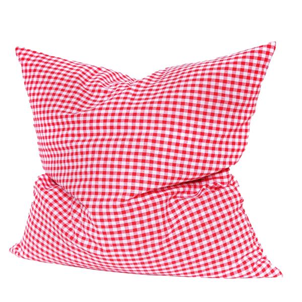 Coussin en pin cembro Vichy rouge 30 x 30 cm, garni de 350 g de copeaux de pin cembro naturels, housse 100 % coton bio, oreiller d’aromathérapie pour le sommeil fabriqué en Allemagne