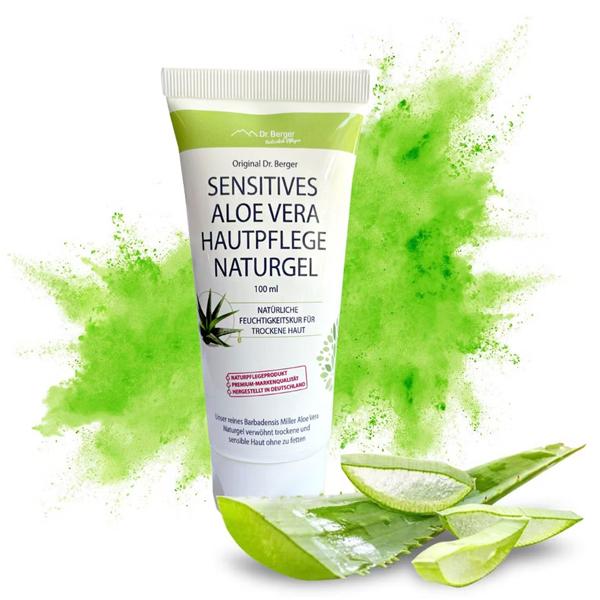 Gel Sensitive à l’Aloe Vera 100 ml – 98,3 % de pur jus naturel de Barbadensis Miller – soin hydratant naturel non gras pour le visage et le corps
