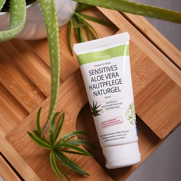 Gel Sensitive à l’Aloe Vera 100 ml – 98,3 % de pur jus naturel de Barbadensis Miller – soin hydratant naturel non gras pour le visage et le corps