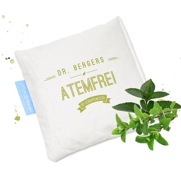 Organic Sniffle Cushion Atemfrei 19x19cm – Relaxing herbal cushion with sage & mint for better well‑being & recovery – cushion cover made of organic cotton
