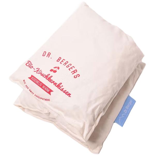 Coussin de noyaux de cerises bio confortable avec 3 compartiments, 50 x 20 cm – coussin chaud & froid naturel pour ventre, dos, nuque & épaules – housse en coton bio