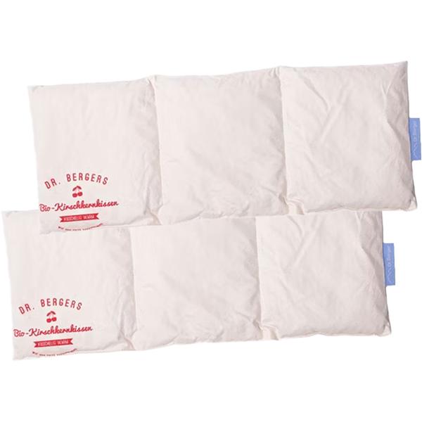Lot de 2 coussins confortables aux noyaux de cerise bio avec 3 compartiments, 50 x 20 cm – coussins chaud & froid naturels pour ventre, dos, nuque & épaules – housse en coton bio