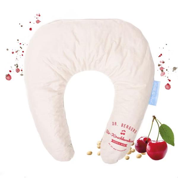 Bequemes Bio-Kirschkern-Nackenkissen - Natürliches Wärme- & Kältekissen für Nacken & Schulter - Sanfter Kissenbezug aus Bio-Baumwolle