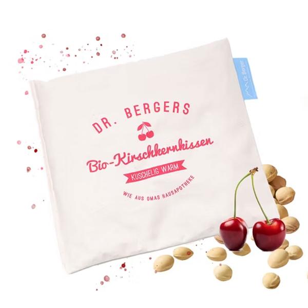 Bequemes Bio-Kirschkern, 25x25 cm - Natürliches Wärme- & Kältekissen für Bauch, Rücken, Nacken & Schulter - Kissenbezug Bio-Baumwolle