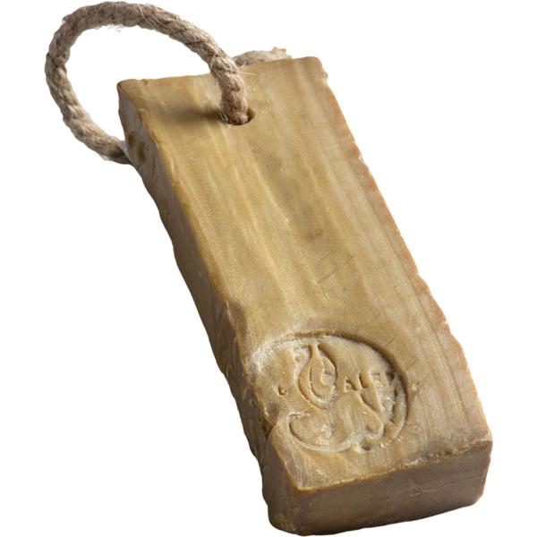 Authentic Aleppo Soap 200 g with Cord, Laurel Oil 3%: Natural soap handmade in Syria for sensitive skin, vegan body care & hair washing