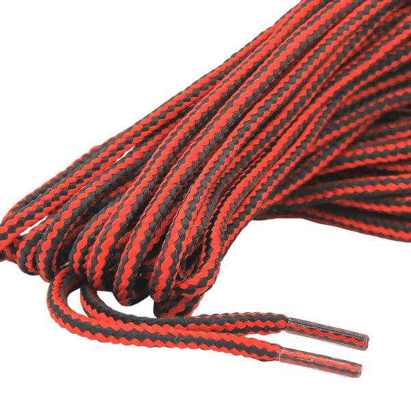 Trekking laces, 2 pairs – robust & tear‑resistant for hiking, trekking & work shoes – multicolour red‑black – 180 cm length with tapered round tip