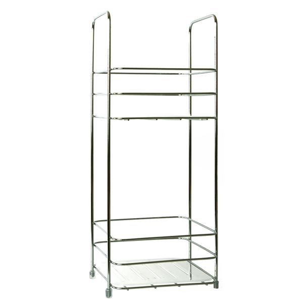 Badezimmer-Regal aus verchromtem Metall - Modernes Design mit 2 Ablagefächern für Bad & Küche - Vielseitiger Stauraum 16x40x16cm