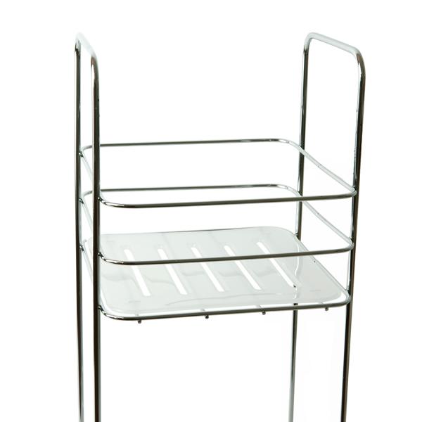 Badezimmer-Regal aus verchromtem Metall - Modernes Design mit 2 Ablagefächern für Bad & Küche - Vielseitiger Stauraum 16x40x16cm