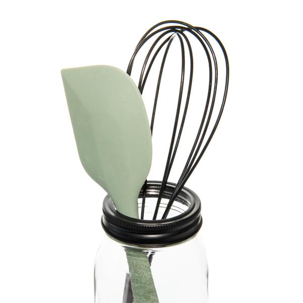 Besteckbehälter Glas - Eleganter Besteckhalter & Küchenutensilien-Organizer mit schwarzem Metall-Lochdeckel - 9x17x9cm - Ideal für Gastronomie, Küche & Buffet