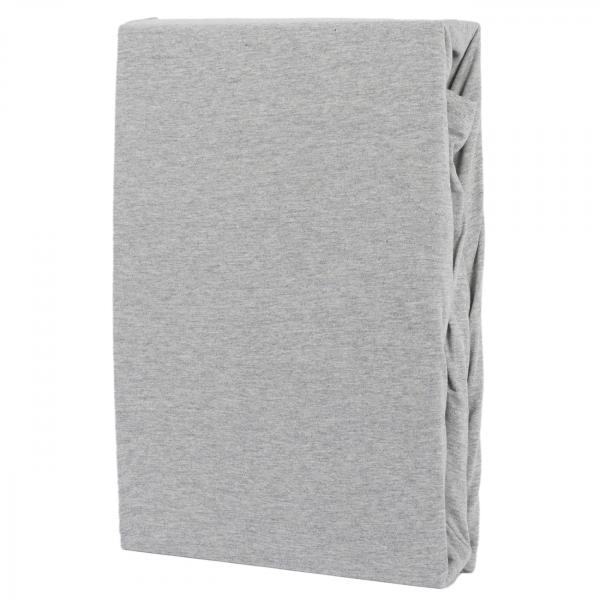 Lenzuolo con angoli in Jersey Melange Premium, 100% cotone, grigio, 90-100 x 200 + 30 cm
