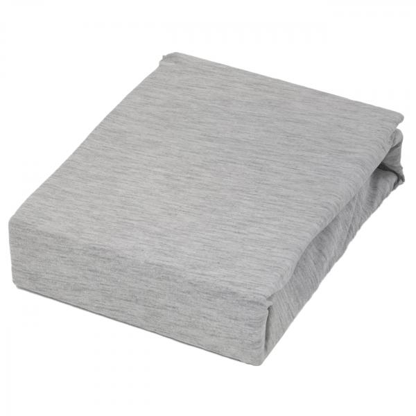 Lenzuolo con angoli in Jersey Melange Premium, 100% cotone, grigio, 90-100 x 200 + 30 cm
