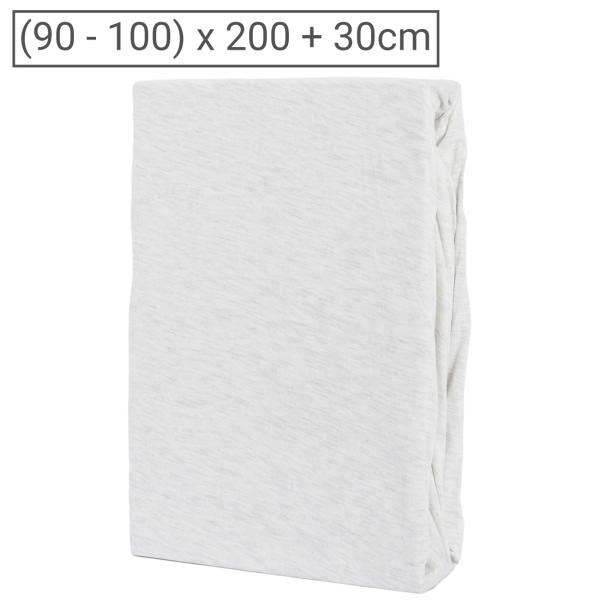 Lenzuolo con angoli in Jersey Melange Premium, 100% cotone, argento, 90-100 x 200 + 30 cm
