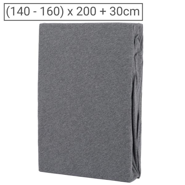 Lenzuolo con angoli in Jersey Melange Premium, 100% cotone, antracite, 140-160 x 200 + 30 cm