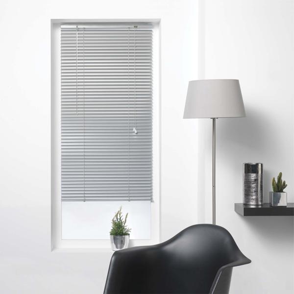 Blind aluminum, with cord pull and reversible rod, silver, 90 x 180 cm