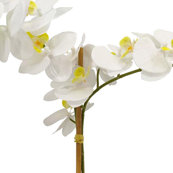 Silk orchid white in pot, with 10 flowers, polyester, height 61 cm
