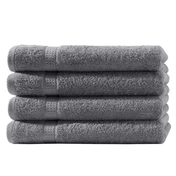 4er-Set Handtücher 50x100cm aus 100% luxuriöser Baumwolle - Kuschelweich, saugstark & schnelltrocknend - Anthrazit mit 2 Bordüren - waschbar bis 60°