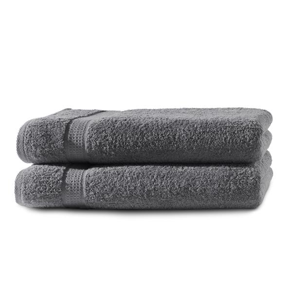 lot de 2 draps de douche, 100% coton luxueux, avec 2 bordures, anthracite, 70 x 140 cm