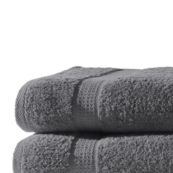 lot de 2 draps de douche, 100% coton luxueux, avec 2 bordures, anthracite, 70 x 140 cm