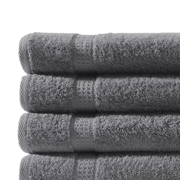 Lot de 12 serviettes: 4 serviettes de bain, d’invités et draps de douche, 100% coton, anthracite