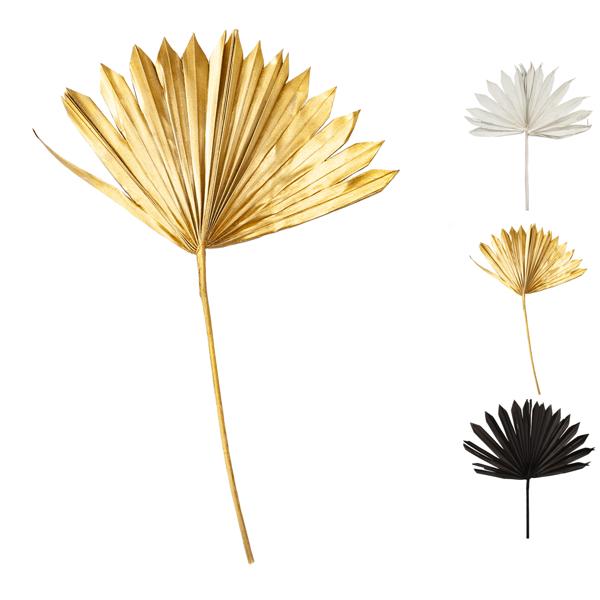 2-piece set of decorative dried palm leaves, gold, 40 x 45 cm